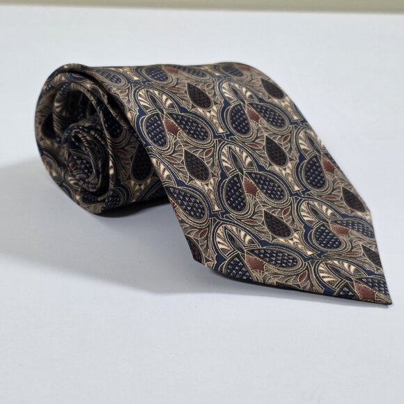 Simon Chang Silk Tie Multicolor Paisley Floral Vtg Boho Canada Made W 4" L 57" - Picture 13 of 14